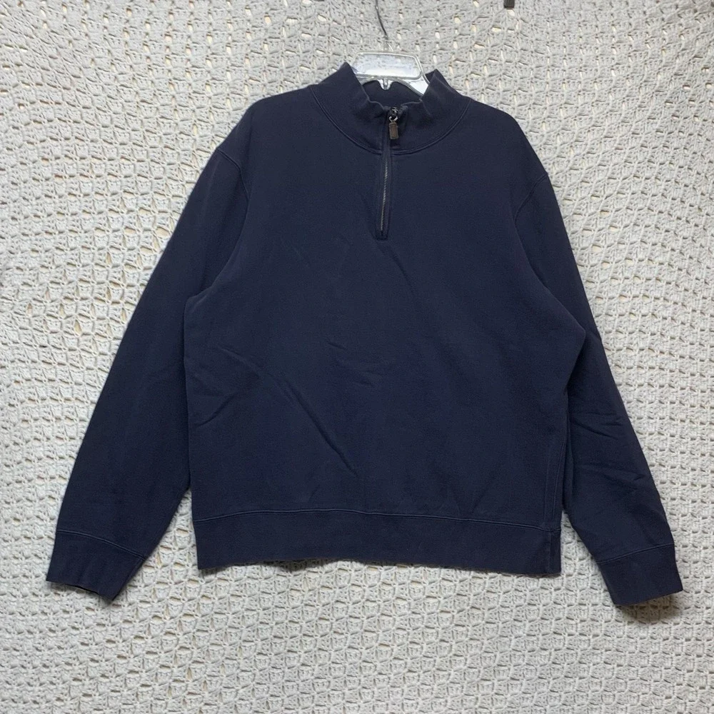 Polo Ralph Lauren‎ Sweater Fleece Mens 2XL Navy Blue Quarter Zip USA Vintage